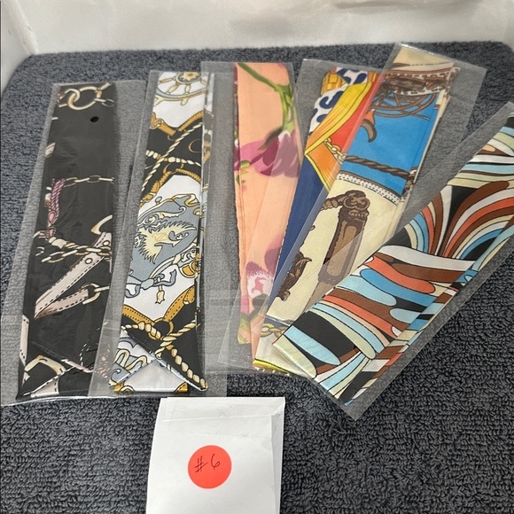 Accessories - Elegant Teal and Gold Women's silk 6 pcs Twilly scarf for handbags NWOT #6